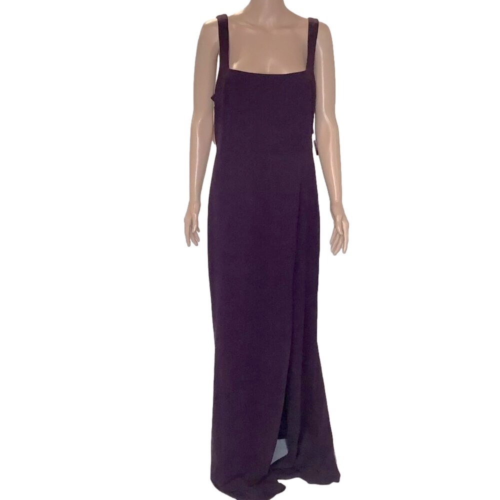 NEW ANTHROPOLOGIE x BHLDN Women's Dress Blae Square Neck Crepe Maxi Size XL Plum
